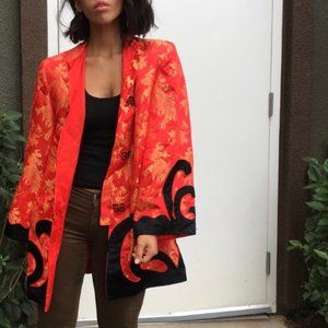 Vintage Red Silk Chinese kimono